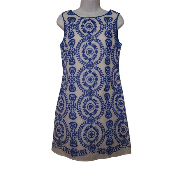 Jude Connally Dresses & Skirts - Jude Connally Sleeveless Embroidered Classic Preppy Career Shift Dress S Floral